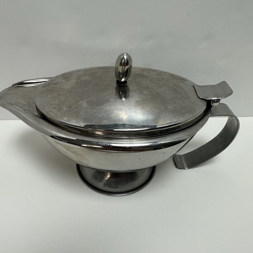 Oggi 12 Oz Stainless Steel Double Wall Gravy Server Hinged Lid